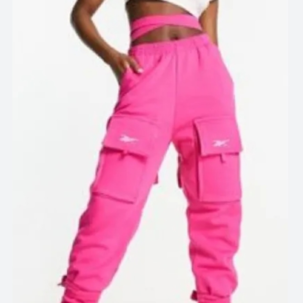 CARDI B Reebok Women's Pink Cargo Pants